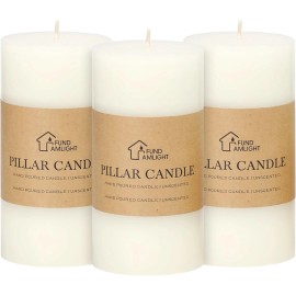 FUND AMLIGHT 3x6 Inch White Pillar Candles Set of 3 - Decorative Unscented 3x6,