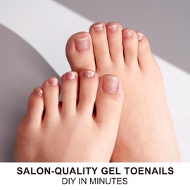 DANNI & TONI Semi Cured Gel Toenail Strips Red Ombre (Rose Ember) Translucent Gel Toenail Stickers Cat Eye Gel Pedi Wraps 37 Stickers