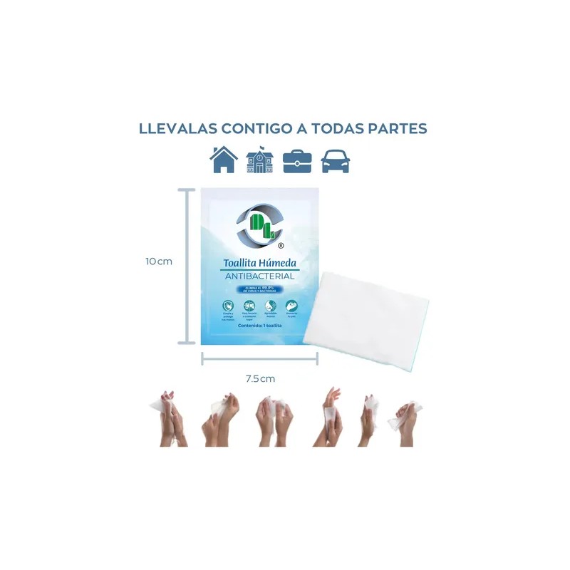 Toallitas Húmedas Antibacteriales Caja con 100 piezas