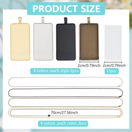 FREEBLOSS 12 Set Rectangle Bezel Pendant Trays Necklace Pendant Blank Frame for Embroidery Rectangle Pendants Tray Charm DIY Jewelry Making Kit for Necklace DIY Embroidery