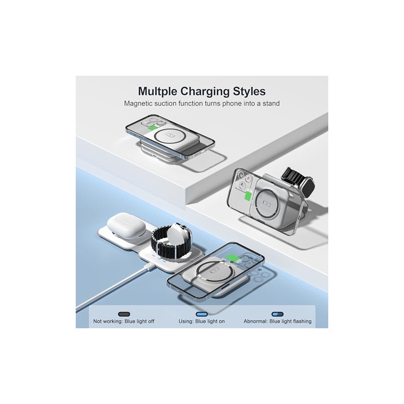 UCOMX 3 in 1 Charging Station for Multple Devices,Foldable 3