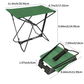 TENPLAY Compact Camping Stool,Poratable Folding Chair,Easy Set Up 600D Oxford PVC/PE Waterproof Coating for Traveling Hiking Fishing BBQ. (Green)