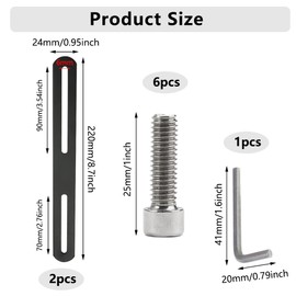 2 Piece Mounting Set for Fence Post Box, 220 x 24 mm Fence Fastening Letterbox Stainless Steel, Letterbox Mounting Bracket with Hex Key, Post Box Fence Mounting of Post Boxes on Fences