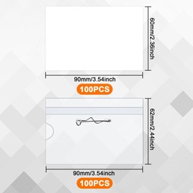 Ira Pollitt 100 Pcs Pin Style Name Badge Holders Clear Plastic Badge Holder with Labels ID Name Tags with Pins Plastic Horizontal Name Badge Sleeve for Meeting Seminar Show Event and Conference