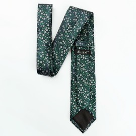Alizeal Mens Floral Patterned Wedding Party Tie with Pocket Square 8cm Colorful Classic Business Tie Set, Green+Mint