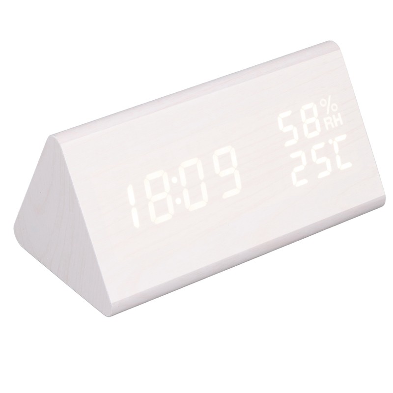 LED Digital Alarm Clock Multipurpose Wooden Clock with Voice Control