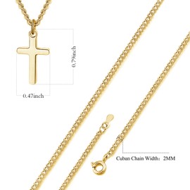 XOYOYZU Cross Necklace for Women 14K Gold Filled Stainless Steel Small Cross Pendant with Cuban Chain Simple Faith Jewelry for Men Women 14-22 Inches Gold 16inch
