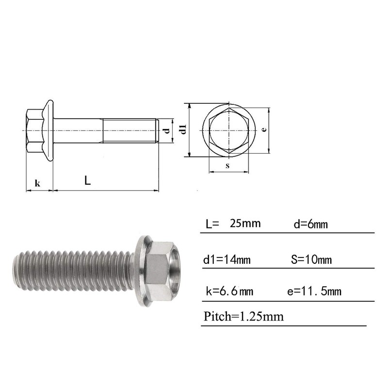 Wanyifa Titanium Hex Small Flange Head Bolt M8 15 20