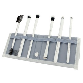MODA Royal & Langnickel Travel Size Makeup Brushes Set with Bag 7 Pieces Includes Eyeshadow Brush, Wrinkle Lubricant, Eyeshadow, Smoky Eye, Eyebrow Liner and Eyelash Comb Brush - White