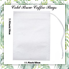 No Mess Cold Brew Bags, Cold Brew Coffee Filters 8”x 12” Disposable French Press Filter Bags Fine Mesh Brewing Bags with Drawstring for Iced Coffee Maker Hot Tea in Mason Jar or Pitcher