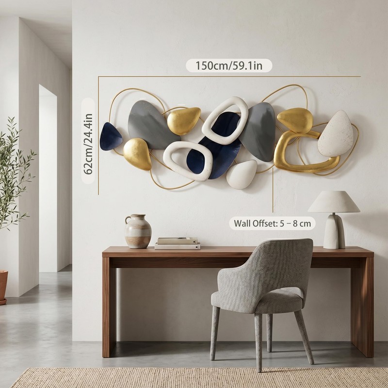 Axioglo 59" Large Wall Decor,3D Abstract Metal Wall Art for