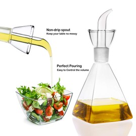 HAIZEEN 17oz Glass All-Purpose Cruet, Glass Oil Decanter and Cruet (Pyramidal-17 oz)