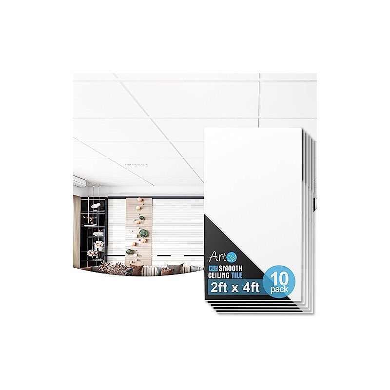 Art3d 10-Pack Smooth Drop Ceiling Tile 2ft x 4ft -