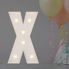 JoyBox Design - Letras iluminadas de 2 pies, letras de marquesina X, letras de globo de mosaico para decoración de fiesta de cumpleaños, letras iluminadas de casarme, letras de carpa de bebé para