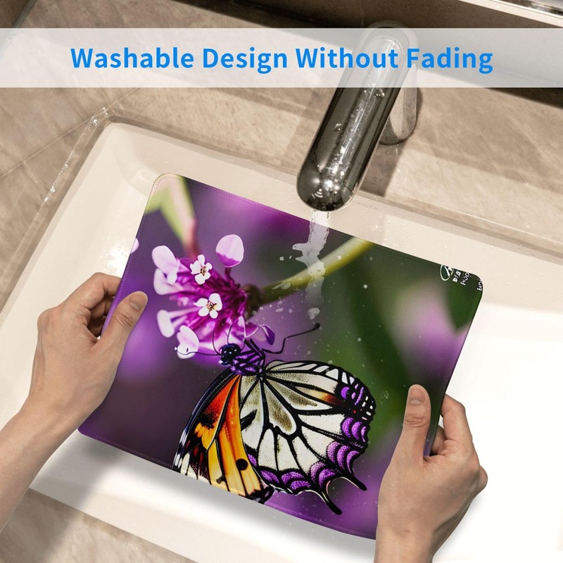 Purple Plum Butterfly Desk Computer Pad-Gaming Computer Mat for Office