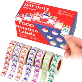 7000pcs Days of The Week Stickers Colored Day Dot Food Labels Removable Date Labels with Dispenser Box Label Stickers for Food Containers Expiration Date Stickers Restaurant Supplies for Kitchen