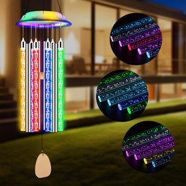 Qoosea Solar Wind Chime Bubble Column Solar Wind Chimes Outdoor LED Solar Wind Chimes Waterproof Wind Chimes 7-Color Changing for Home Garden Decor