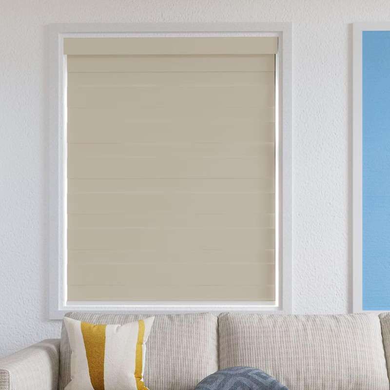 MYshade Custom No Drill Zebra Roller Shades, Blackout(85%) Cordless Dual