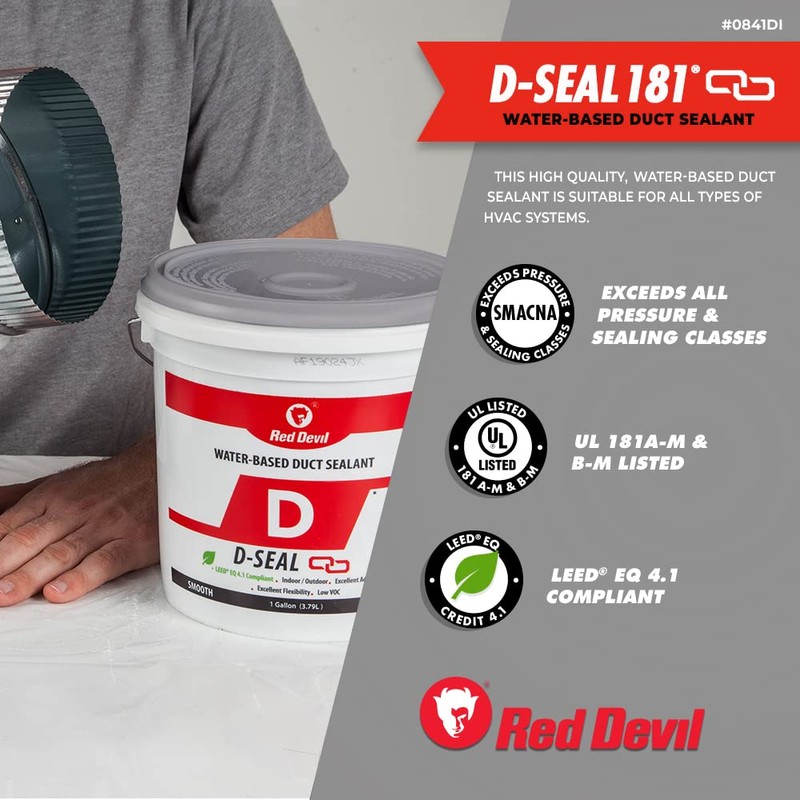 Red Devil 0841DS RD-DS 181 Acrylic Latex Duct Sealant, 1/2