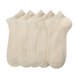 Women Bamboo Ankle Socks Ankle Length Thin Sock Odor Resistant Low Cut Sock 5 Pairs (as1, alpha, l, regular, regular, Off-white)