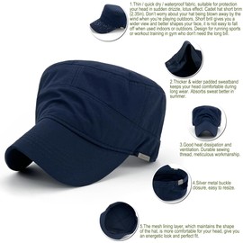 Rayna Fashion mens Quick Dry Cadet Army Waterproof Military Flat Top Baseball Dad Sun Outdoor Sports Cap, A-navy, X-Large