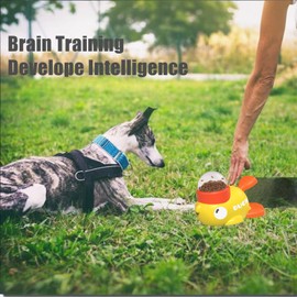 Treat Dispensing Dog Toys, Pet Cat and Dog Food Dispenser, Slow Feeder, Suitable for All Breeds (Yellow)