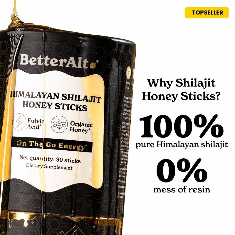 BetterAlt GOLD+ Shilajit Honey Sticks | Lab-Tested for Purity |