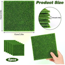 Heanvmyss Artificial Pet Pee Grass Mat for Puppy,6 Piece Miniature Artificial Ornament Grass Rug,Fake Grass Mat,Replacement Artificial Grass Turf,Patio Lawn Decoration for Indoor Outdoor(15x15cm)