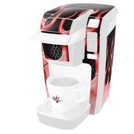 WraptorSkinz Decal Style Vinyl Skin compatible with Keurig K10 / K15 Mini Plus Coffee Makers Metal Flames Red (COFFEE MAKER NOT INCLUDED)