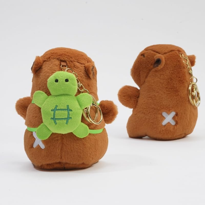 Clearstone Capybara Plush Keychain Chabimaru Turtle with Music, 7.3 inches
