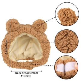JOICEE Cute Cat Costume Warm Bear Hat Adjustable Soft Small Pet Headwear for Puppy Dog (Brown)