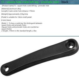 QIAMNI Bike Crank Arm Set Left 170mm Aluminum Single Speed MTB Crankset (Square Hole/Diamond Hole) (Rhombic Hole, Black)