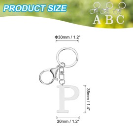 PATIKIL Initial Letter Key Chain, Letter A-Z Keychain Initials Keyring Cute Metal Alphabet Keyrings for Keys Handbag Backpack, Silver (P)