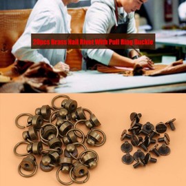 20 Sets Brass Round Head Button Stud Leather Craft Screws Nail Rivet Metal Rivet with Pull Ring Buckle for Belt Strap Bag Shoes (Bronze)