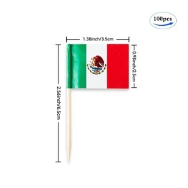 Mexico Flag Mexican Miniature Toothpick Flags Decorations Small Cupcake Toppers Cocktail Food Flags Decor For Independence Day Party Bar (100 pack)