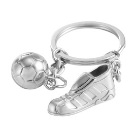 TRXES Silver Football Boot and Ball Keyring - WORLD CUP Football Accessory - Charm Jewellery Christmas Birthday Gift Key Chain Key Ring Holder for Men and Women