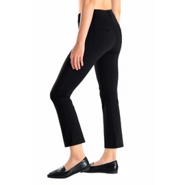 Yogipace,Belt Loops,Women's Flare Cropped Dress Yoga Pants Capris Stretchy Work Ankle Pant,29",Black,Size L