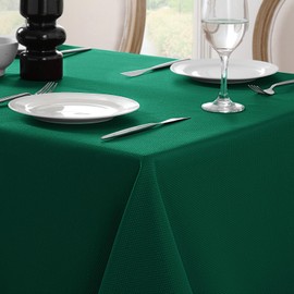 Softalker Christmas Rectangle Weaved Texture Pattern Tablecloth,Winter Jacquard Waterproof Wipeable Stain Resistant Wrinkle Free Table Cloth for Xmas Party Dinner - 52 x 70 Inch,Green