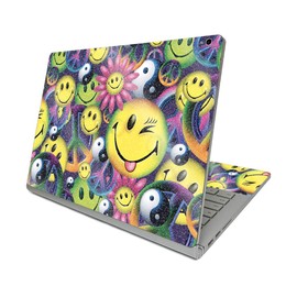 MightySkins Glossy Glitter Skin Compatible with Surface Book 3 13.5" (2020) - Peace Smile | Protective, Durable High-Gloss Glitter Finish | Easy to Apply, Remove, and Change Styles | Made in The USA