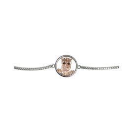 Osa Les Folies Metal Base Il Gufo. Armband Herren aus rhodiniertem 925er-Silber, gehärtetes Glas, kubischer Zirkonia