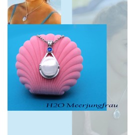 VICKWOOD H2O Sudden Mermaid Necklace with Locket to Open for Pictures. Includes Shell Shaped Gift Box. Gift for Women and Girls, 43 cm, Stainless Steel, Cubic Zirconia,