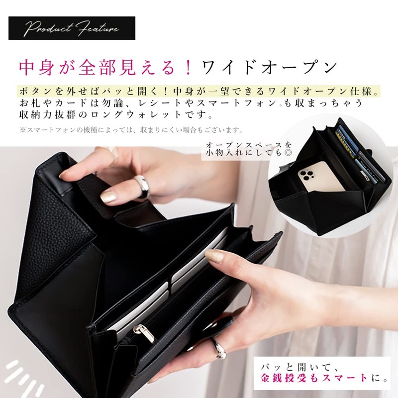 VITAFELICE Inw-90008p Women's Long Wallet with Skimming Prevention, Letter Type,
