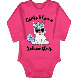 Shirtracer - Baby Bodysuit Long Sleeve Girl Boy - Siblings Brother and - Cool Little Sister with Unicorn, 1 Fuchsia