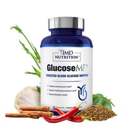 1MD Nutrition - Cinnamon bark 10:1 Water Extract, Chromium, Neem Leaf, Berberine, Cayenne Pepper 5:1 Extract, Lion's Mane, Gymnema Leaf and Stem - 60 Capsules
