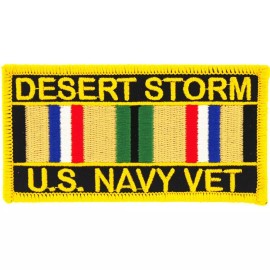 EEINC DESERT STORM, USN SVC. RIBBON Embroidered Shoulder Patch (4"x2-1/8") (1144)