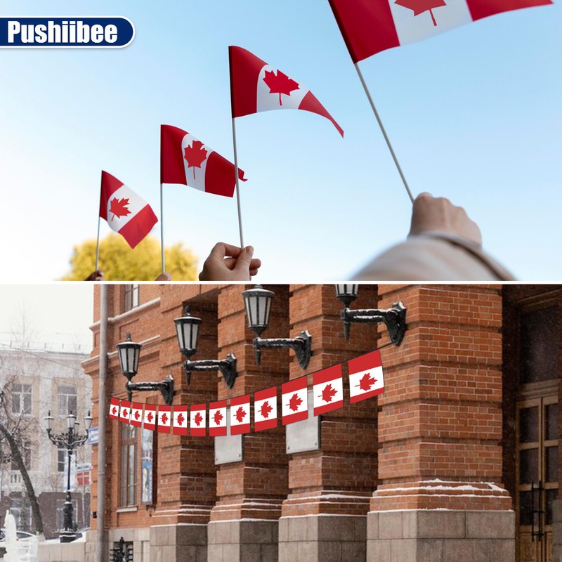 36Pcs Canada Day Flags Sets, Include Canada Garden Flag String