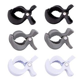 6 Pack Baby Pram Clips, Universal Buggy Clips and Blanket Clamps, Strong Pram Grippers and Stroller Clips for Holding Baby Blankets, Toys or Covers Securely in Place – White, Black, Grey