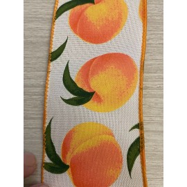 Really Great Ribbon Wired Ribbon SOLD BY THE YARD 2.5” Wide Summer Peaches Fruit