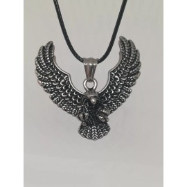 Joyeria Jara Stainless Steel Eagle Pendant & Leather Necklace Motor Biker New