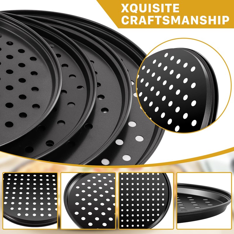 Vruomi 4Pcs Pizza Pan with Holes,Non-Stick Pizza Pan,Perforated Pizza Tray,Round